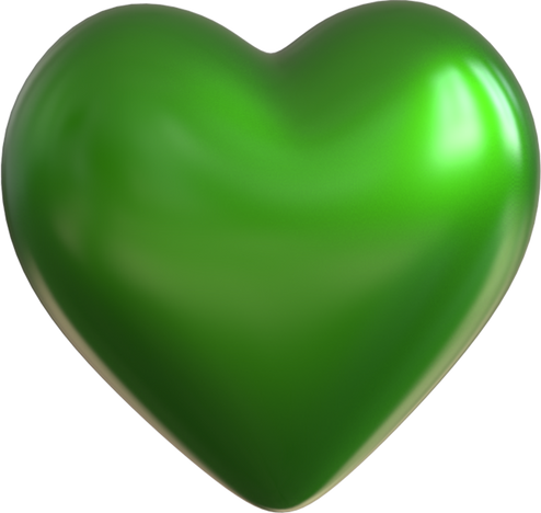 3D Shinny Green Heart